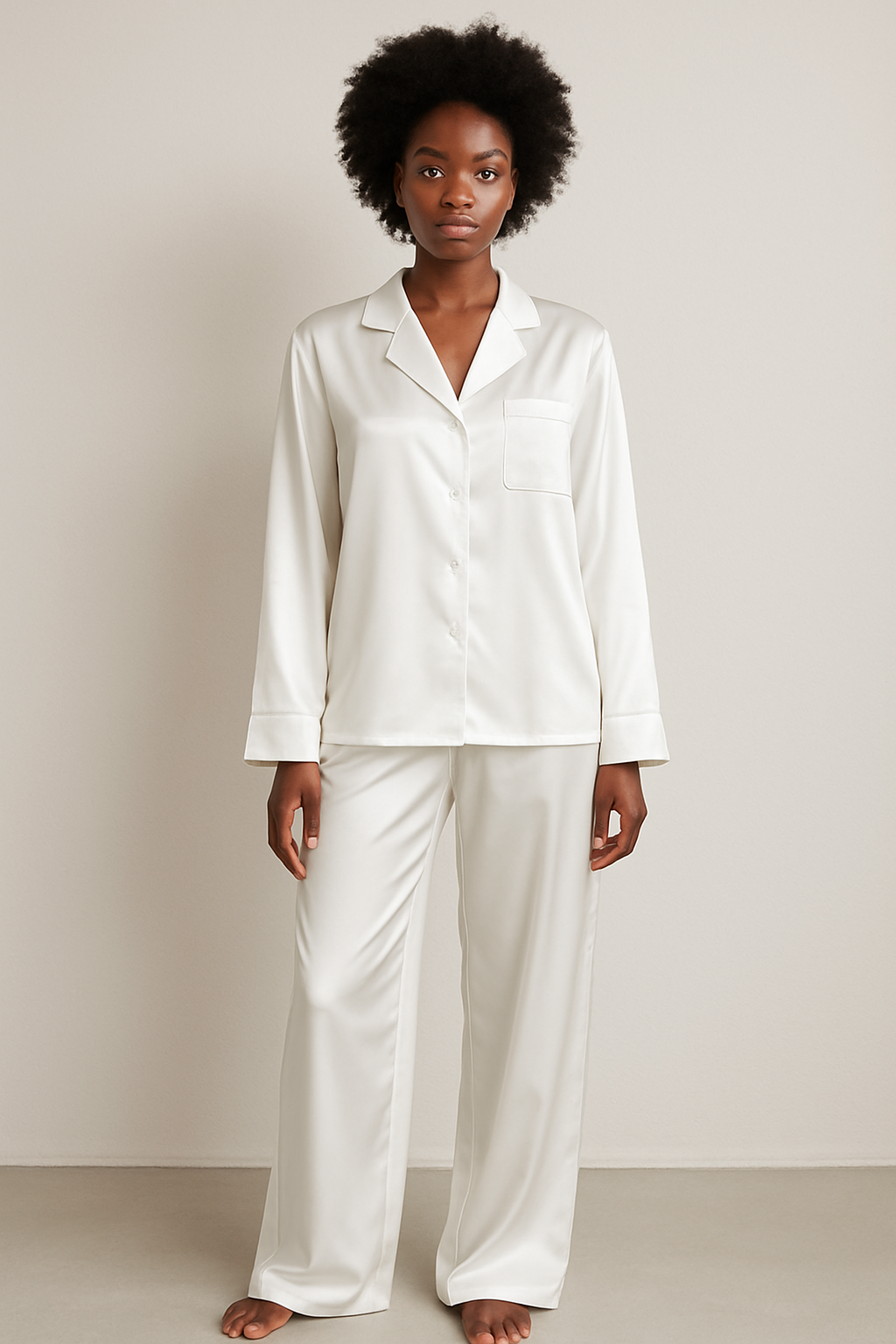 Luxury Silk Armany Pyjama Set White
