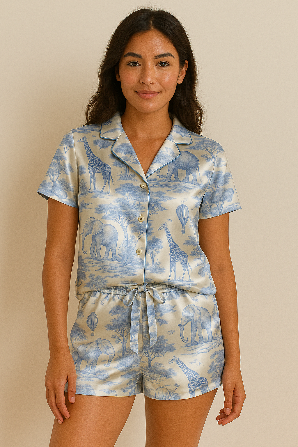 Luxury Silk Armany Short Pyjama Set – Short Sleeve Shirt & Shorts