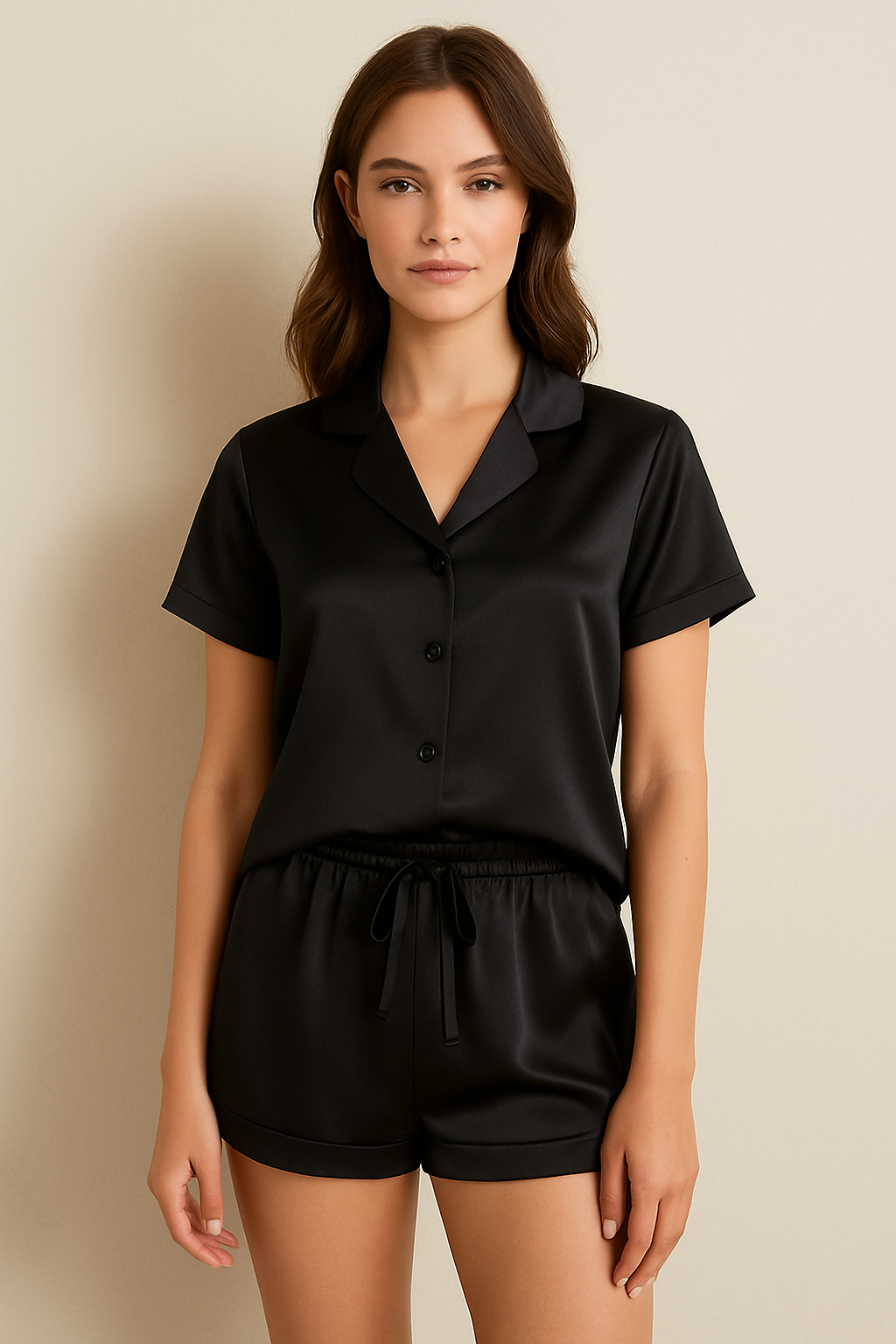 Luxury Silk Armany Short Pyjama Set – Short Sleeve Shirt & Shorts