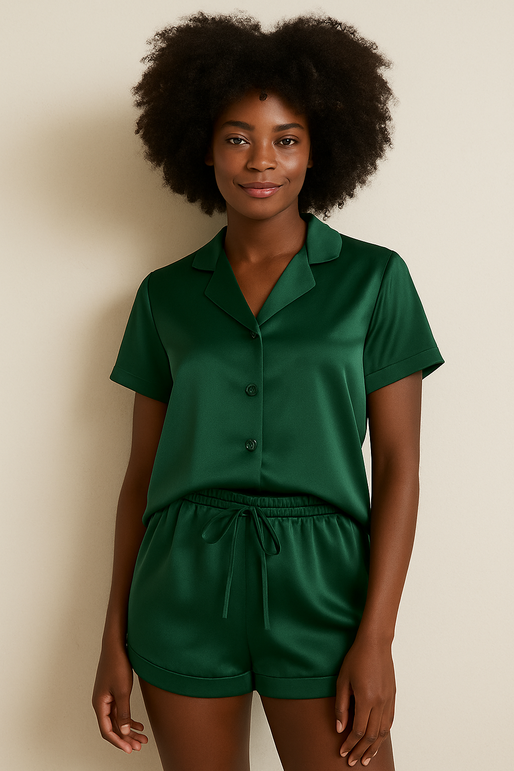 Luxury Silk Armany Short Pyjama Set – Short Sleeve Shirt & Shorts