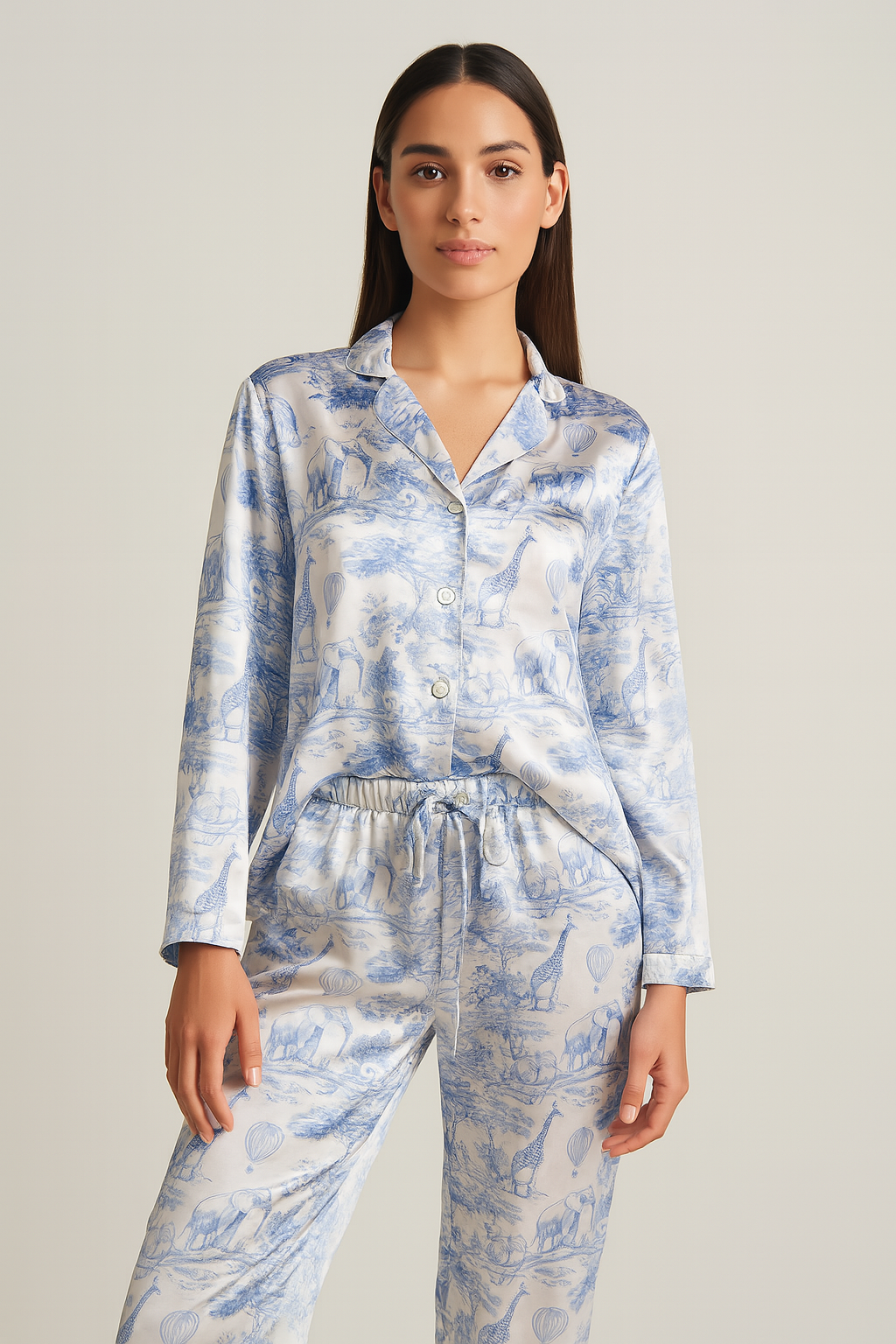 Luxury Silk Armany Pyjama Set Zafari Blue