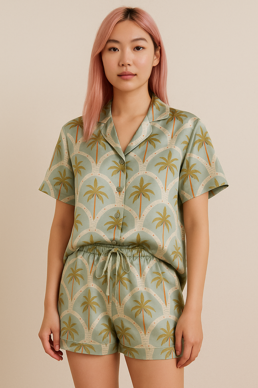 Luxury Silk Armany Short Pyjama Set – Short Sleeve Shirt & Shorts
