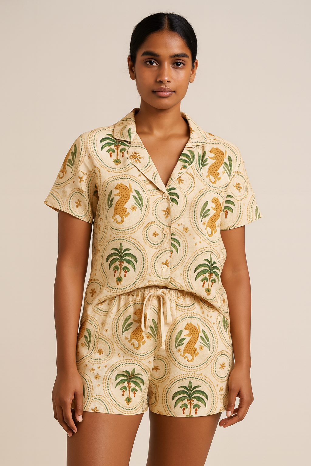 Luxury Silk Armany Short Pyjama Set – Short Sleeve Shirt & Shorts
