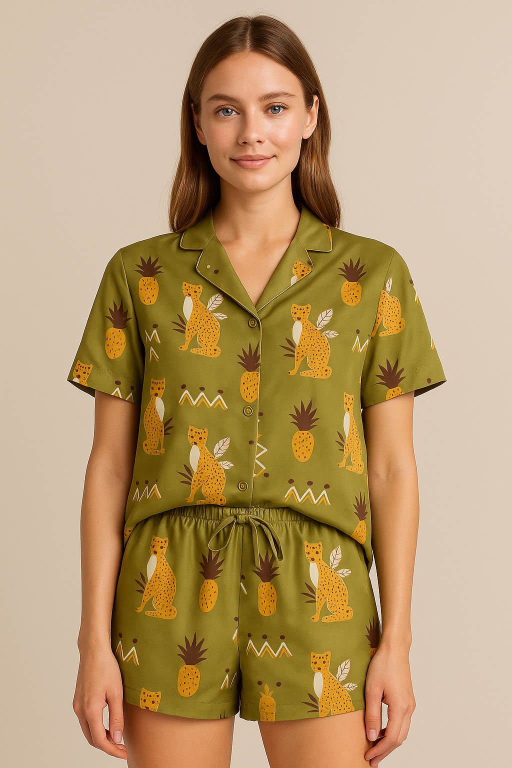 Luxury Silk Armany Short Pyjama Set – Short Sleeve Shirt & Shorts